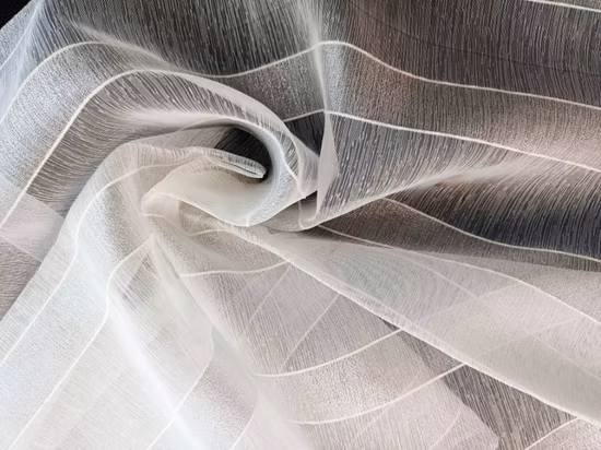 Tecido de cortina transparente de linho natural e poliéster metálico de baixo preço