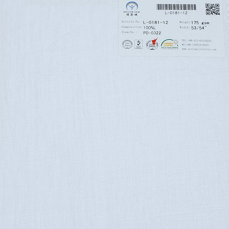 High Quality Plain Dyed Pure Linen Woven Fabric for Shirt